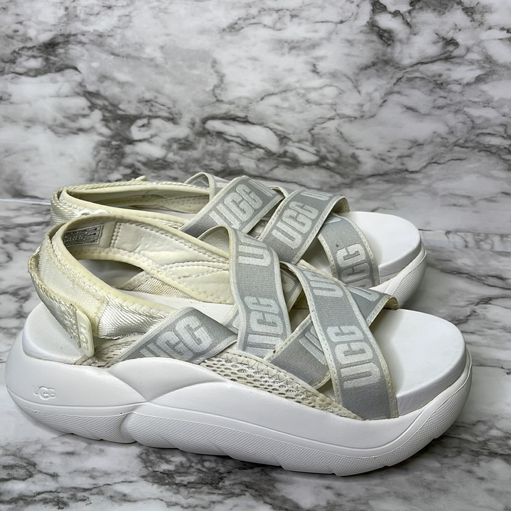 Ugg La Cloud Slingback Runner White Platform Sand… - image 5